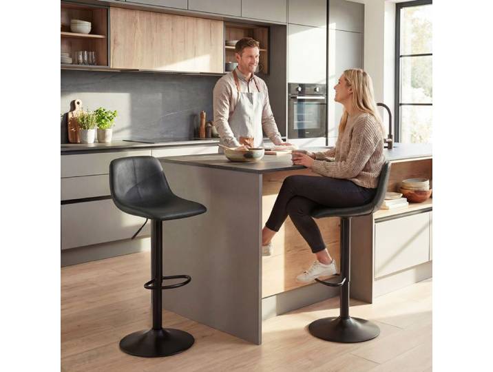 Tabouret de bar - PAGE LIVING - Tabouret de bar pivotant - Hauteur réglable 60–82 cm - Rotation 360° - Lot de 2