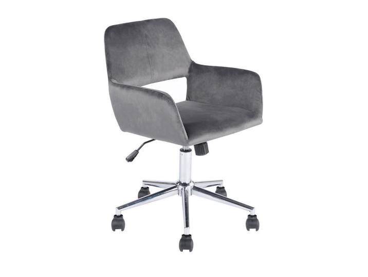 Calicosy Verstellbarer Bürostuhl aus Velour - Ross, Anthrazit, Metall, 55x85x56 cm, Büromöbel, Bürostühle, Drehstuhl