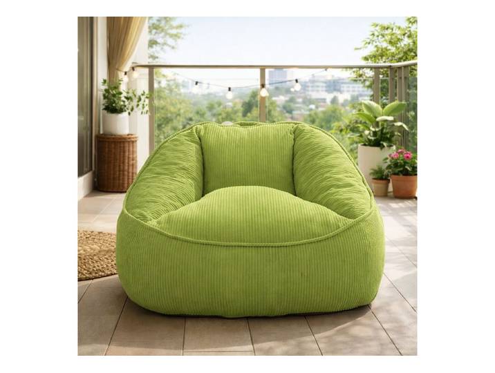 HomeMiYN Sitzsack Weicher Riesen Sitzsack aus Cord – Sessel fürs Wohnzimmer „Birne“