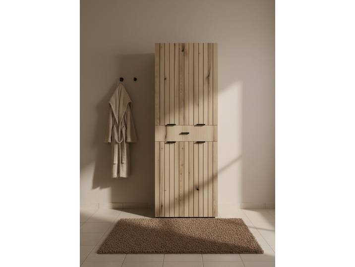 Hochschrank OTTO HOME Baltrum , braun (evoke, eiche), B:69,8cm H:187,7cm T:30,6cm, FSC-zertifizierter Holzwerkstoff, Schränke, Hochschrank, Breite 69,8 cm dekorative Lamellenoptik