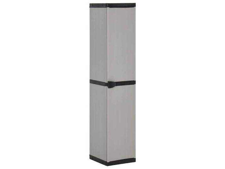 Gris Armoire de rangement de jardin 3 étagères Gris/noir 34x40x168cm - Meuble Rangement LV30695