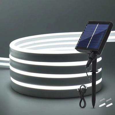 Uplifted Goods Solar Powered Waterproof Neon Light Strip With Multiple Modes white 5m