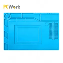 PCWork Lötmatte, Silikon Reparaturmatte, 390x270mm, magnetische Felder, hitzebeständig 450°C