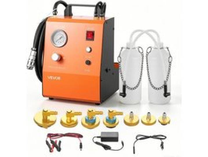 VEVOR Purgeur de Frein Automatique, Kit Purge Frein Électrique Pression 0,6-3 bar, pour Vidange de Liquide de Freins Voitures Garage, avec 7 Adaptateurs pour Maître-cylindre et Double Alimentation