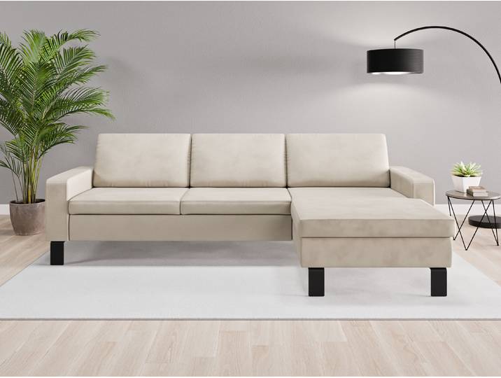 Ecksofa Rio Nr. 1 rechts - Beige/Braun (Beige) - Vintage Velours