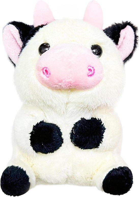 Zachte pluche knuffelkoe voor kinderen in wit en roze