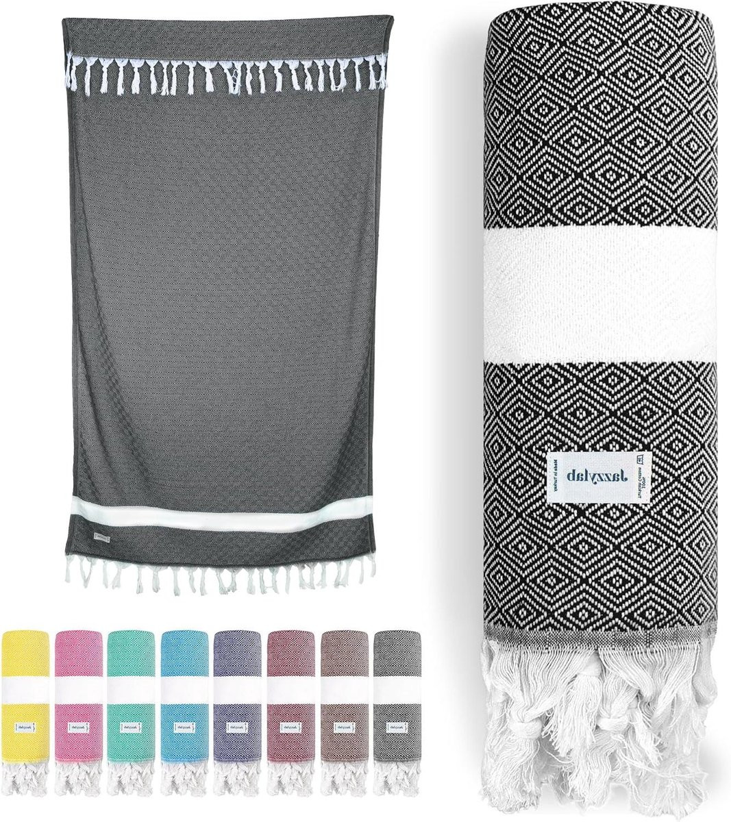 Hammam Handdoek Pestemal Strandlaken Zwart 90x180 cm