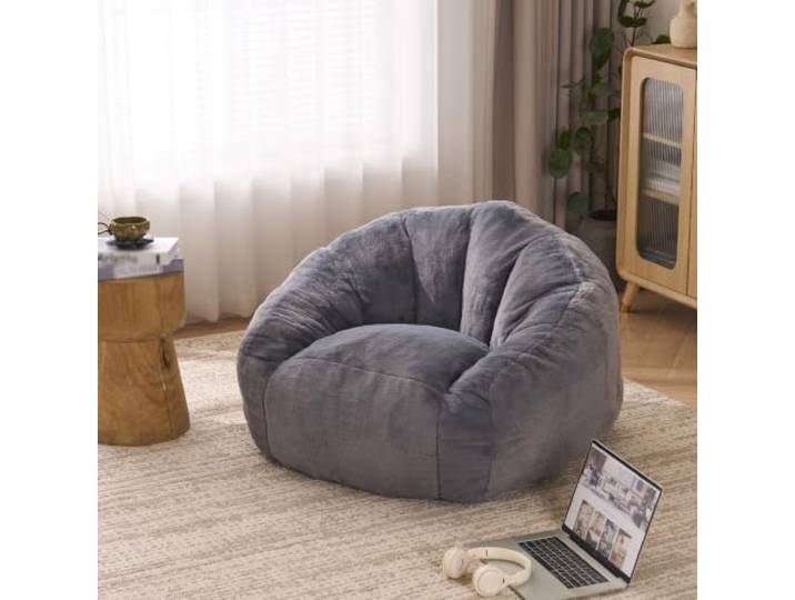 Sitzsack Sessel Mittel Memory-Schaum Kunstfell Weich Bean Bag Chair Für Erwachsene Und Kinder, Sitzsäcke Sessel Mit Rückenstütze Für Wohnzimmer