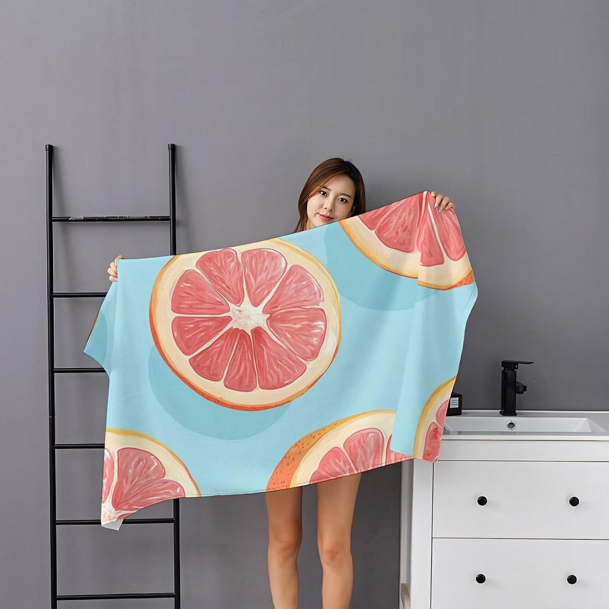 Extra groot zandvrij microvezel strandlaken XL 160 x 80 cm - Blauwe grapefruit