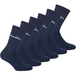 Diadora Unisex Socken, 6er Pack - Sportsocken, Baumwolle, Logo, einfarbig Dunkelblau / 43-46