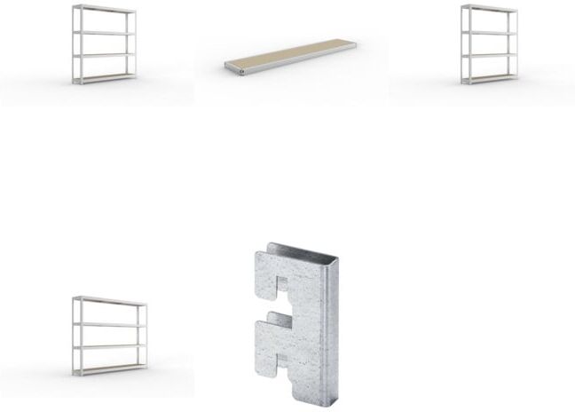 Meta Set Weitspannregal SPEED RACK2000x400x1970 mm + SPEED-RACK Zusatzfachebene 2000x400 mm + Weitspannregal vzk 1700x400x1970 + Weitspannregal SPEED RACK2500x400x1970 mm + Zubehör Päckchen Verdübelungsset + 4 Stück Profilverbinder verzinkt