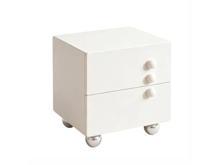 SilkRZlsss Massivholz Nachttisch, Modernes Design, Beistelltisch Make Up Organizer, Minimalistischer Für Wohnzimmer, 2 Schubladen, Geschwungenes(White,50cm)