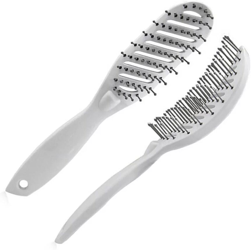 INF Weiße Glänzende Gebogene Vent Bürste - Antistatisch, Hitzebeständiger Styling Kamm