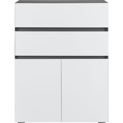 Midischrank HOME AFFAIRE "Wisla", grau (anthrazit, weiß), B:76cm H:98cm T:35cm, Holzwerkstoff, Schränke, Midischrank, Höhe 98 cm, mit Türen & Schubkasten
