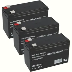 3x Multipower MP1236H 12V 9Ah AGM – passend für Best Power B610 1000VA
