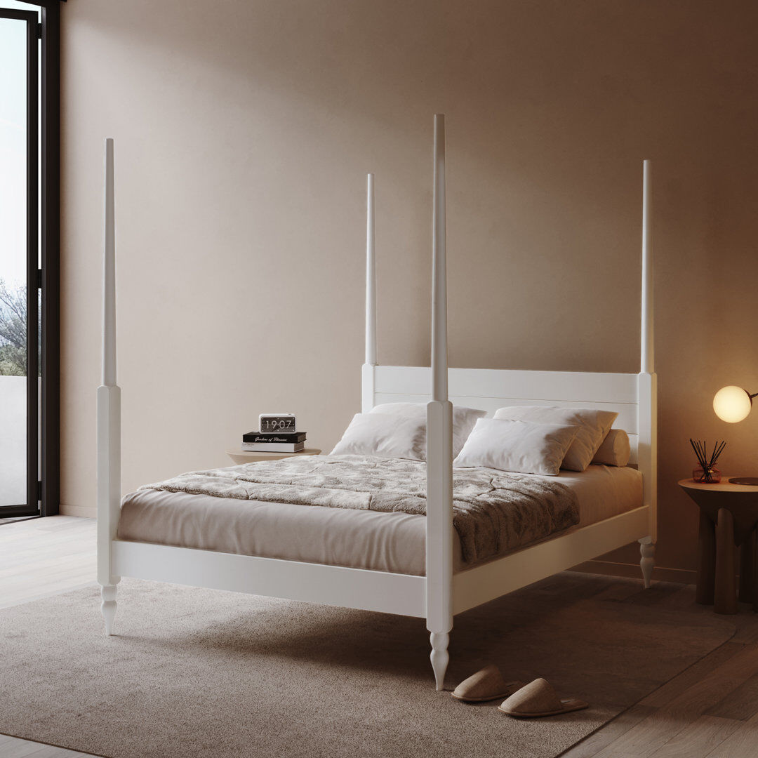 Three Posts Thorndale Solid Wood Bed White Kingsize (5')