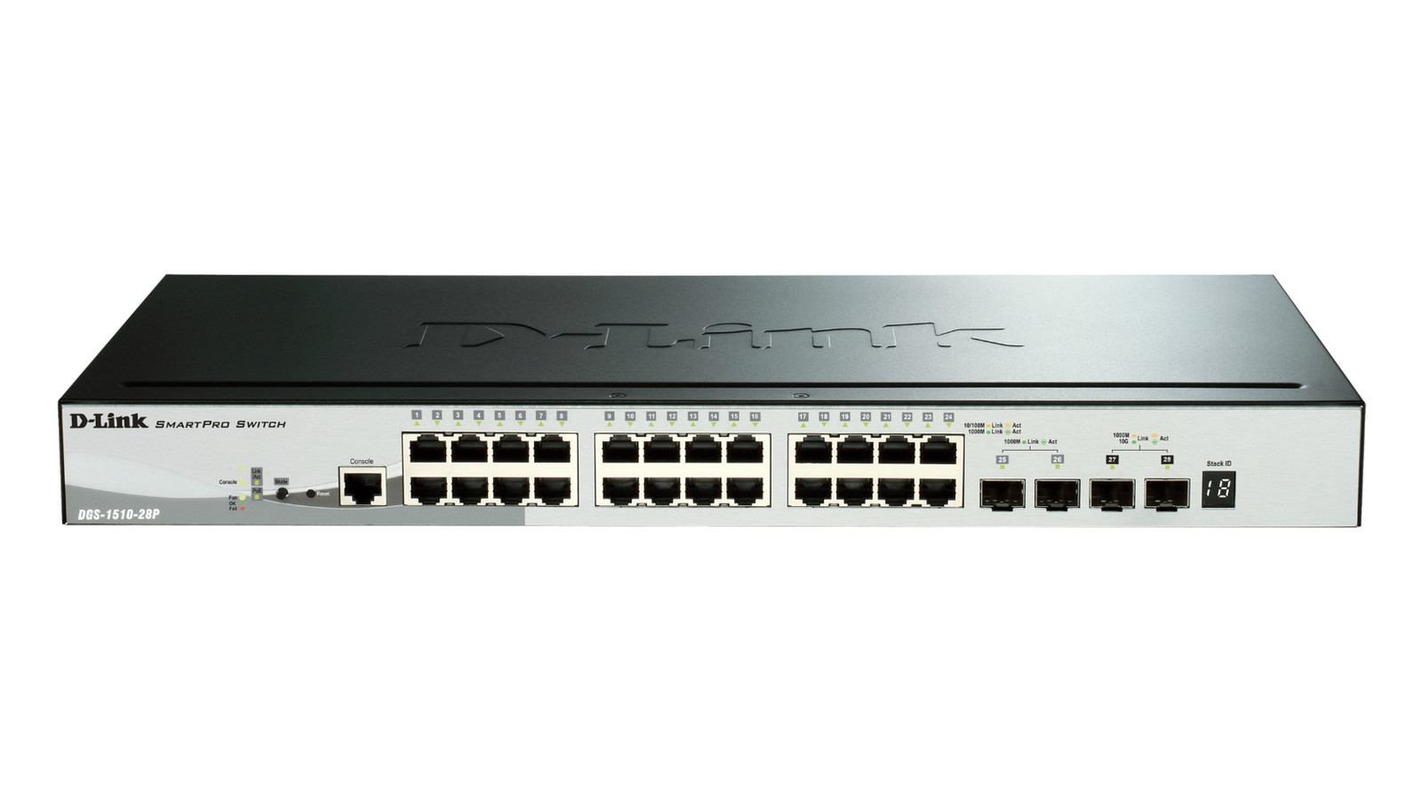 D-Link DGS-1510-28P Managed Gigabit Switch met PoE-ondersteuning en stacking-functionaliteit