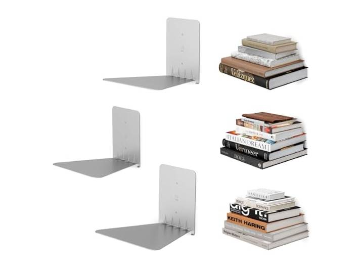 Umbra Conceal Metalen Zwevende Boekenplank, Set van 3, Groot, Zilver