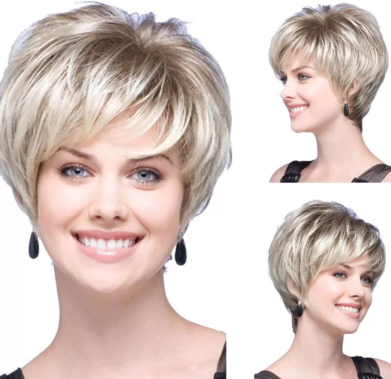INF Perruque courte chic pour femme - super légère et respirante Blond pâle