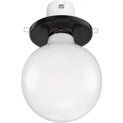 ledscom.de E27 Porzellan Decken-Einbauleuchte TELA, schwarz, inkl. LED Lampe, Milchglas, 845lm warmweiß