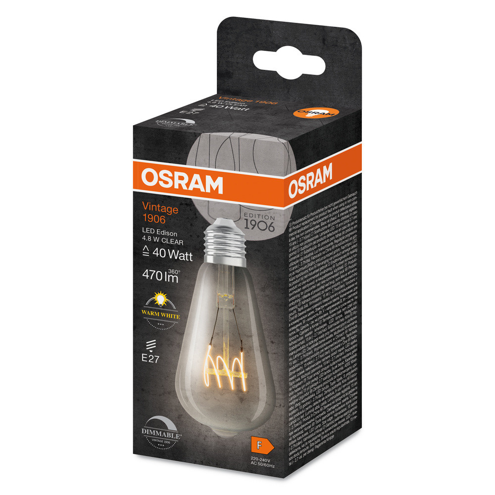 Osram LEDISON D LED Filament lamp, 4,8W, E27, helder