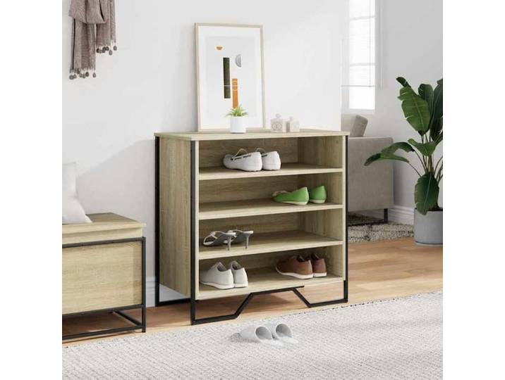 (SOLDES Février) Armoire à chaussures - Commode/cabinet couloir - avec étagères réglables - chêne sonoma 80x38x78cm bois d'ingénieri