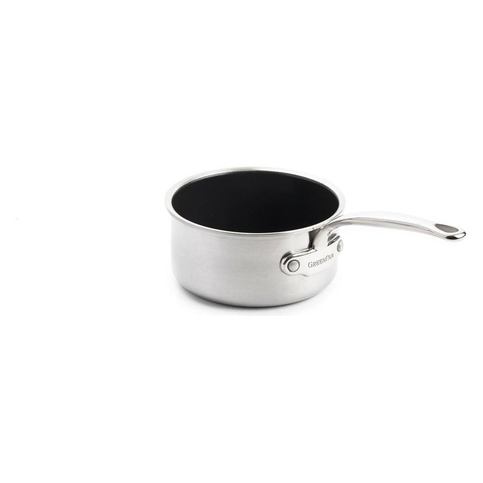 Greenpan Premire Steelpan met keramische antikleeflaag met 2 tuiten 16cm (Bratpfanne, Stielkasserolle, Edelstahl, 16 x 12.60 cm) (CC003815-001)