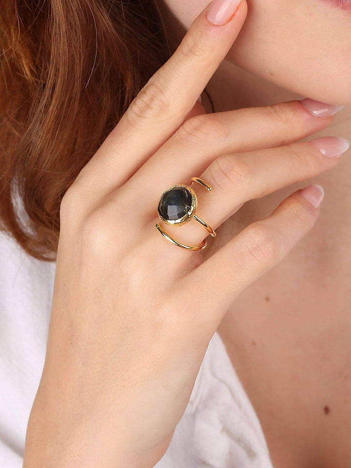 L'Atelier de Gaia Vergold. Ring mit Edelstein - onesize