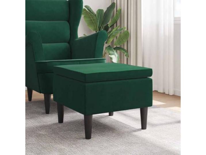 smnyxs Hocker aus dunkelgrünem Samt mit Holzfüßen für Wohnzimmer Gepolsterte Sitzfläche, stabile Struktur, 110 kg Kapazität, vielseitig einsetzbar, kompaktes Design