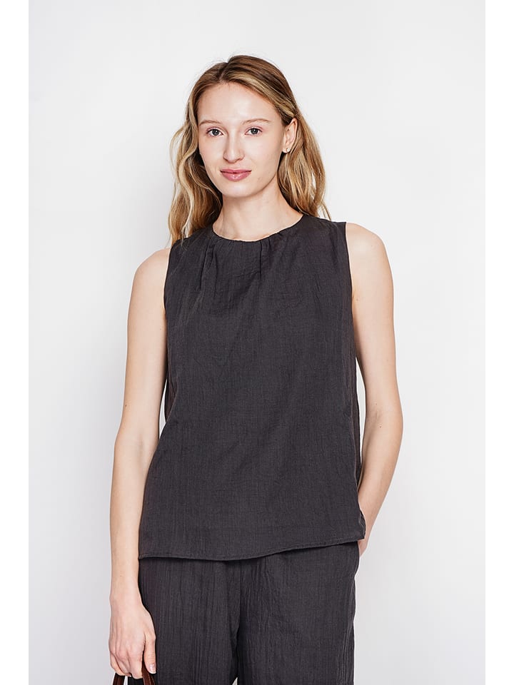 Le Jardin du Lin Leinen-Top in Schwarz - 34