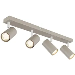 Deckenstrahler 4 Flammig sandfarben Deckenleuchte 4 Flammig GU10 Deckenlampe Wohnzimmer schwenkbar, Metall, 4x GU10, LxBxH 56x6x12 cm