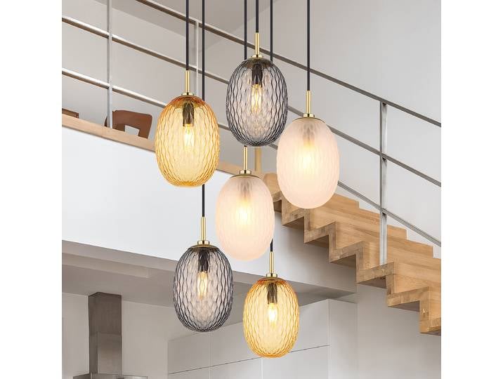 Suspension Devin - Type A Ø 47cm Multicolore 6 Tissu mélangé LED E14