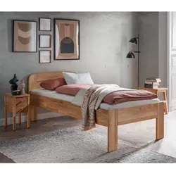 Einzelbett Massivholzbett aus Wildeiche Massivholz im Landhausstil