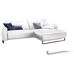 KAWOLA Sofa YORK Leder Life-line white Recamiere rechts Fuß Metall schwarz