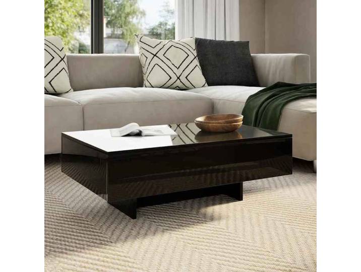 Table basse Finition haute brillance noir Table de salon 100x50x45 cm Salon moderne