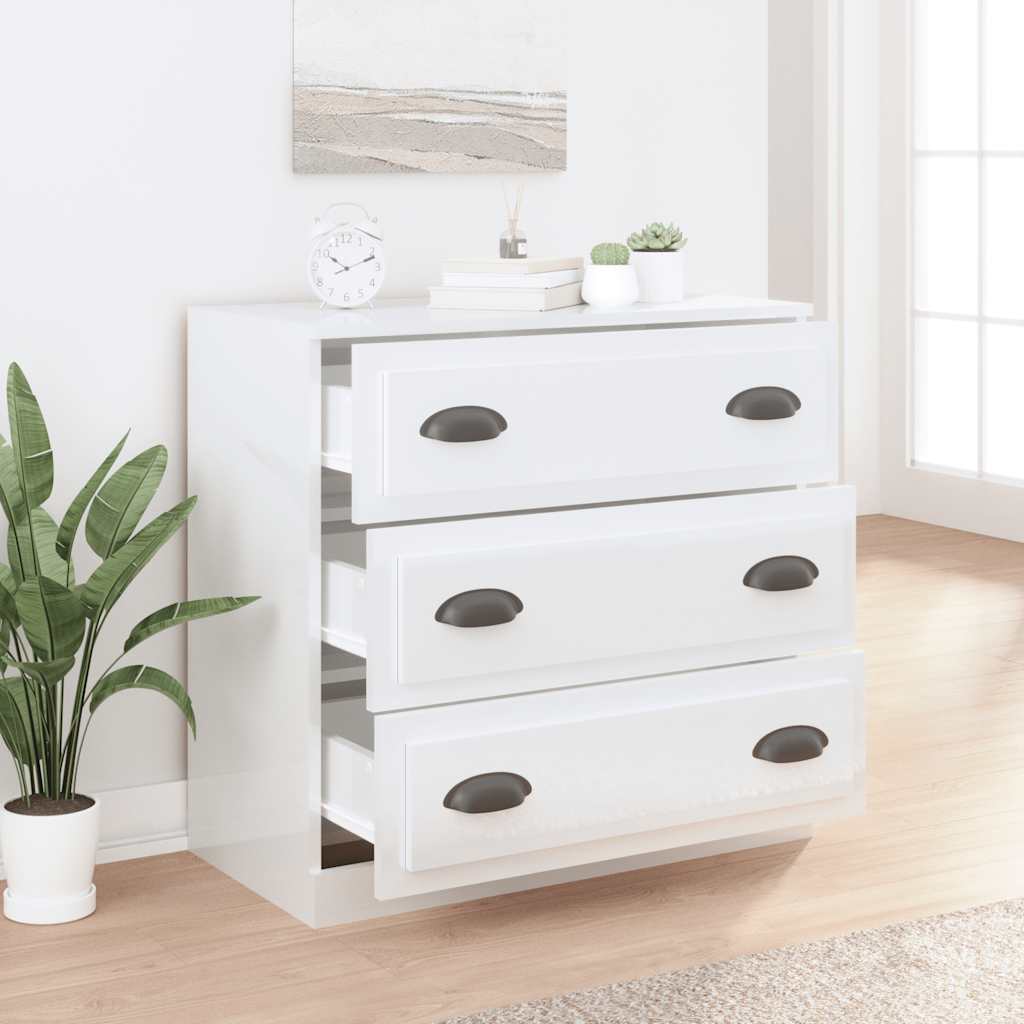vidaXL Buffet blanc brillant 70x35,5x67,5 cm bois d'ingénierie