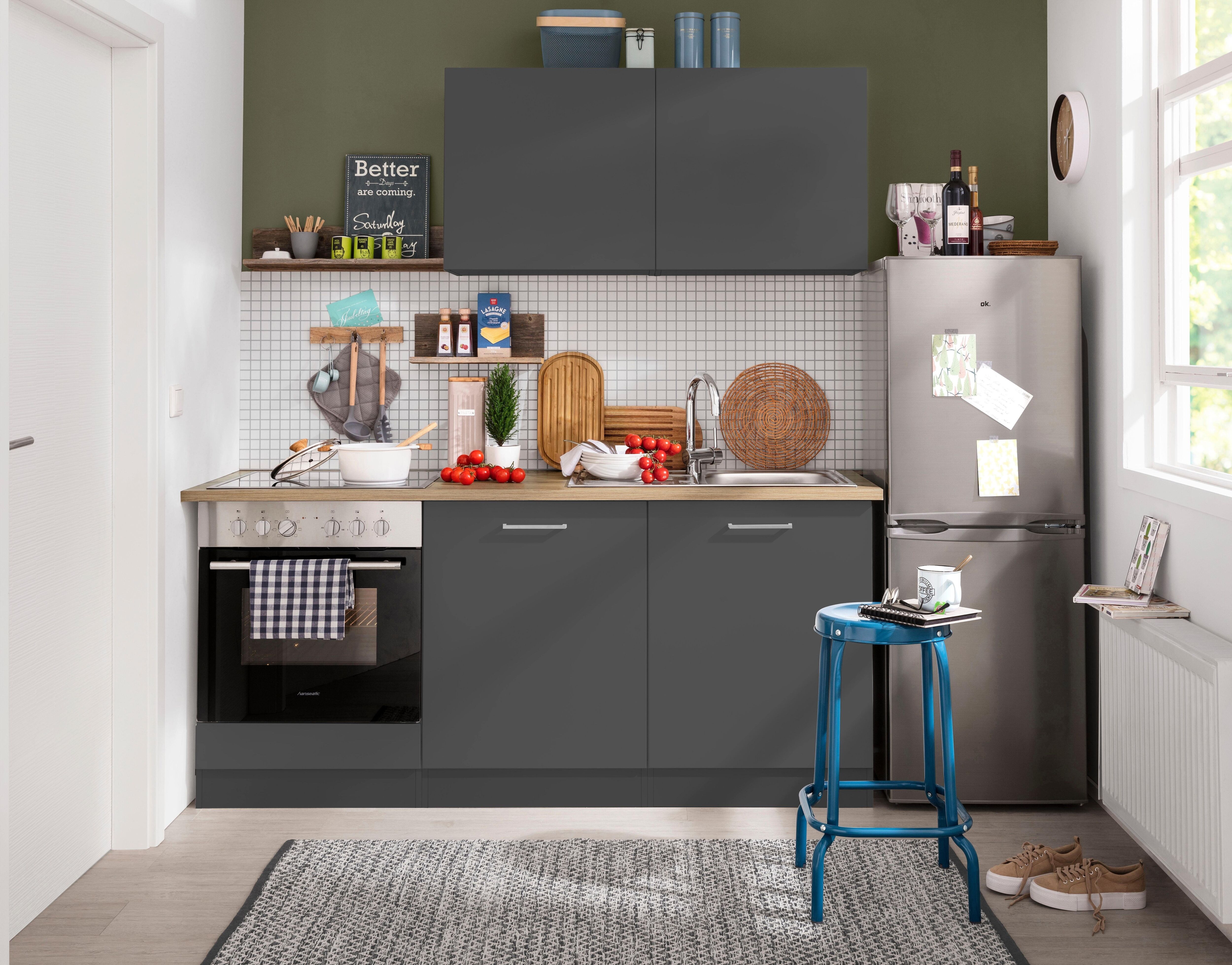 Spülenschrank KOCHSTATION "KS-Kehl", grau, B:120cm H:82cm T:60cm, MDF, Schränke, Spülenschrank, ohne Arbeitsplatte grau grafit, B/H/T: 120cm x 82cm x 60cm, Türen: 2 Stk.