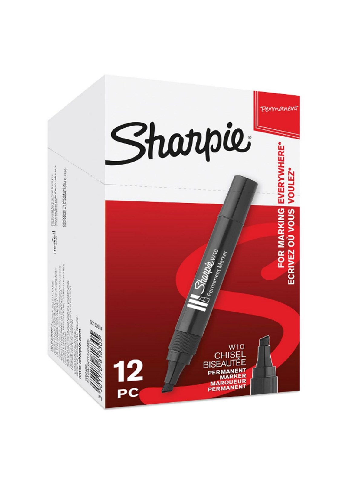 Sharpie W10 Permanentmarker | Keilspitze | schwarz | 12er Box
