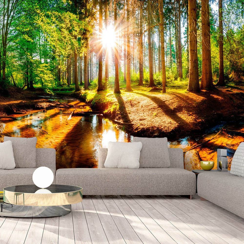 home24 Fotobehang Marvelous Forest, Multicolour en Groen, Breedte: 300 cm, Hoogte: 210 cm