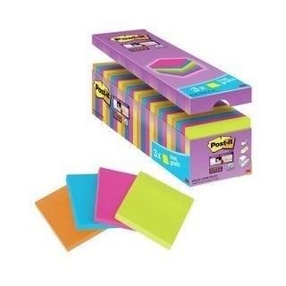 Post-it 21 + 3 GRATIS: Super Sticky Notes Haftnotizen farbsortiert 21 Blöcke + GRATIS 3 Blöcke