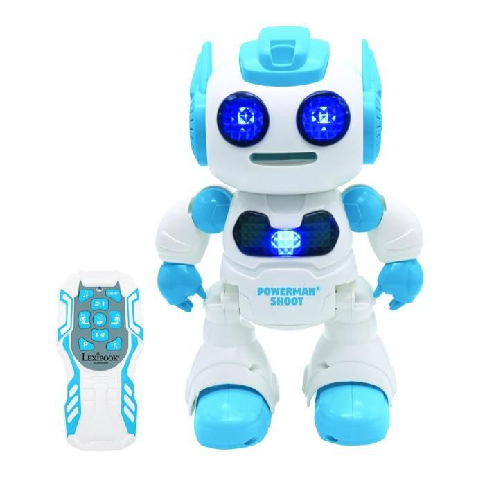 Lexibook Powerman Shoot: programmeerbare robot met afstandsbediening, dans- en muziekfuncties en schuimschijven