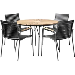 Gartentischgruppe Ellen Anthrazit/Teak 5-tlg.