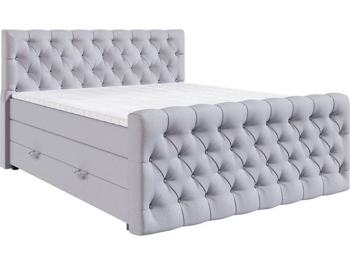 Boxspringbett KINGDOM grau 140x200cm halbfest