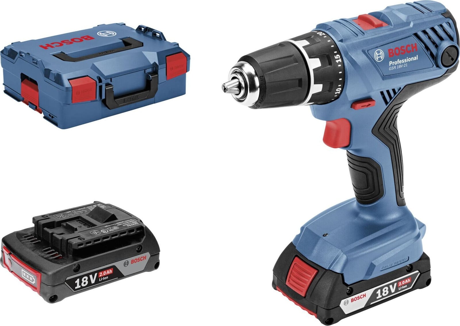 Bosch GSR 18V-21 accuboormachine blauw zwart