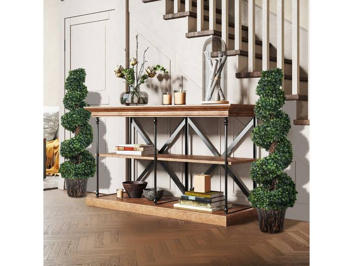 Outsunny 2 Plantes Buis Spirale Ø32x120cm Int/Ext avec Pot Vert