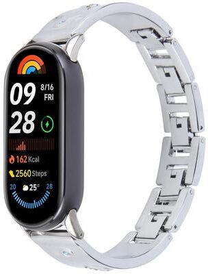 Inspired Deals Diamond Quick Release Metal Watch Band Adjustable Chain Bracelet Strap For Smartwatches silver