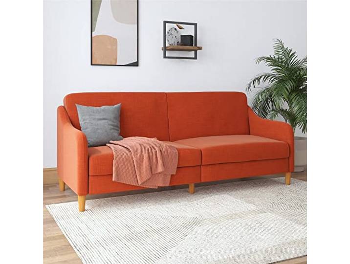 Jasper 3-Sitzer Schlafsofa mit Schlaffunktion, Verbranntes Orange Leinenbezug, 196 x 83 x 83 cm