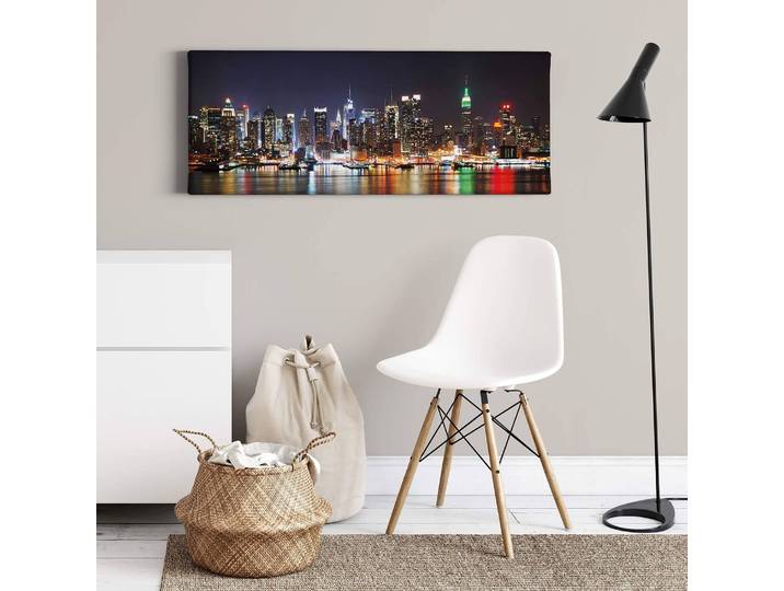 Impression sur toile New York Skyline Polyester PVC / Épicéa Bleu 100 x 40cm