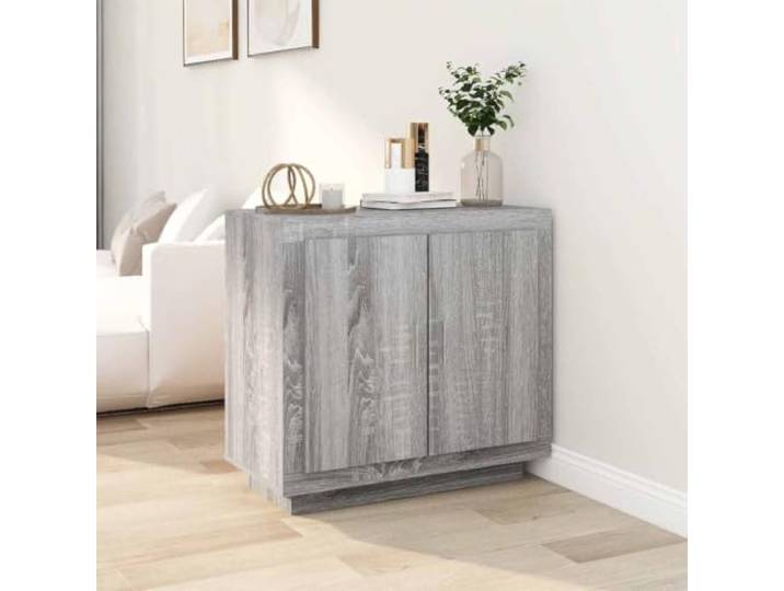 Xolmizyn Sideboard, Holzwerkstoff Kommode mit 2 Türen, Schrank Grau Sonoma Minimalistisches Design, Viel Stauraum, Vielseitig einsetzbar
