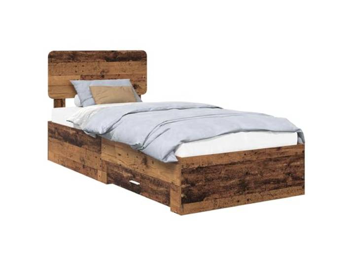 PUGYNBK Bettgestell mit Schublade, Holz, 90 x 190 cm Basis mit Aufbewahrung, minimalistisches Design, robuste Lamellen, einfache Montage